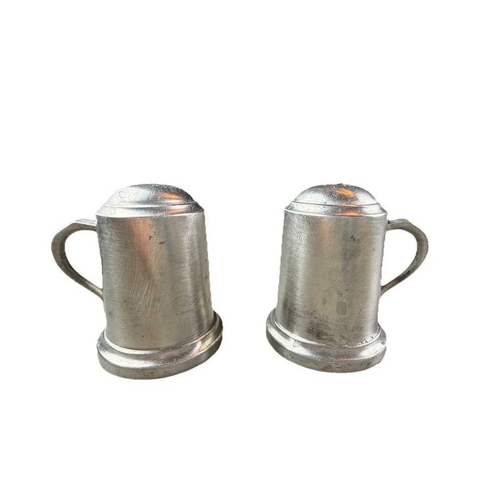 MCM Pewter Salt & Pepper Shakers Simple‎ Traditional Vintage